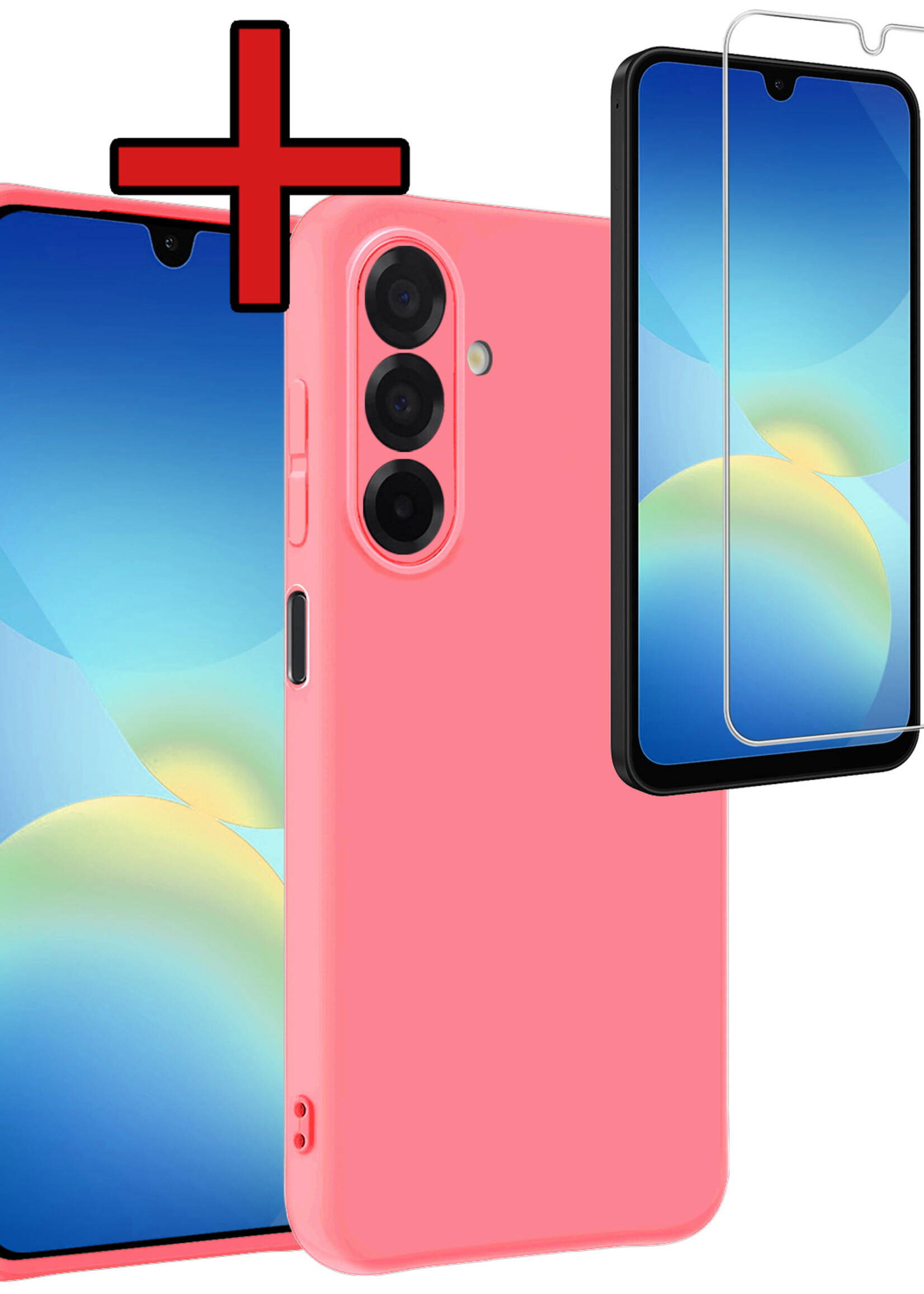 BTH BTH Samsung Galaxy A26 Hoesje Siliconen Met Screenprotector - Lichtroze