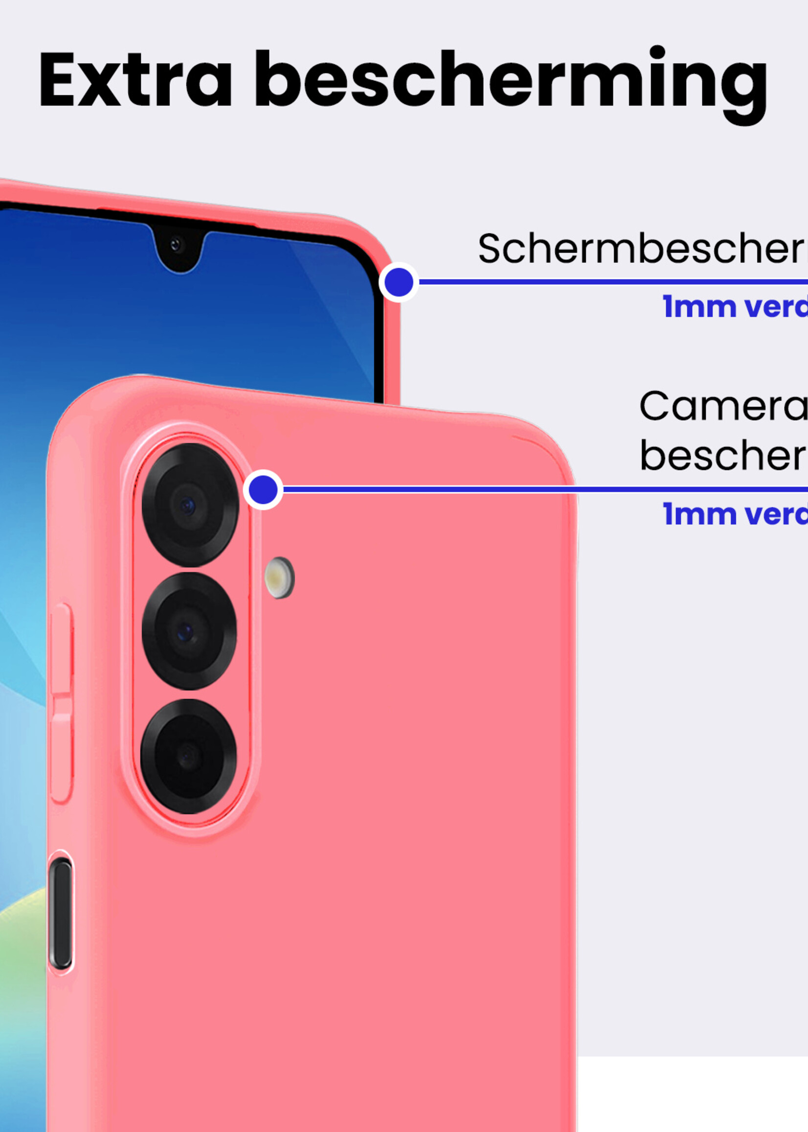 BTH BTH Samsung Galaxy A26 Hoesje Siliconen Met Screenprotector - Lichtroze