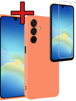 BTH BTH Samsung Galaxy A26 Hoesje Siliconen Met Screenprotector - Perzik