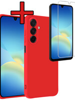 BTH BTH Samsung Galaxy A26 Hoesje Siliconen Met Screenprotector - Rood