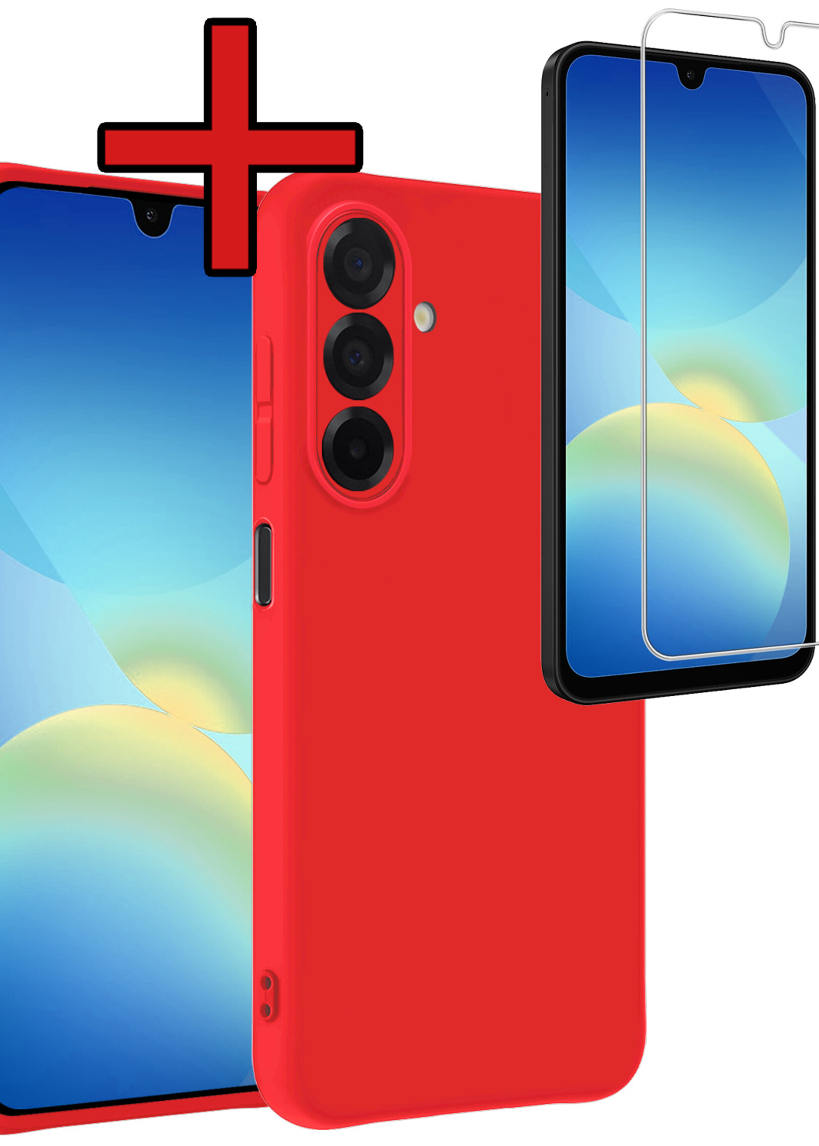 BTH BTH Samsung Galaxy A26 Hoesje Siliconen Met Screenprotector - Rood