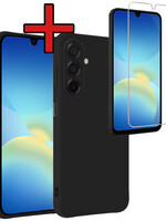 BTH BTH Samsung Galaxy A26 Hoesje Siliconen Met Screenprotector - Zwart