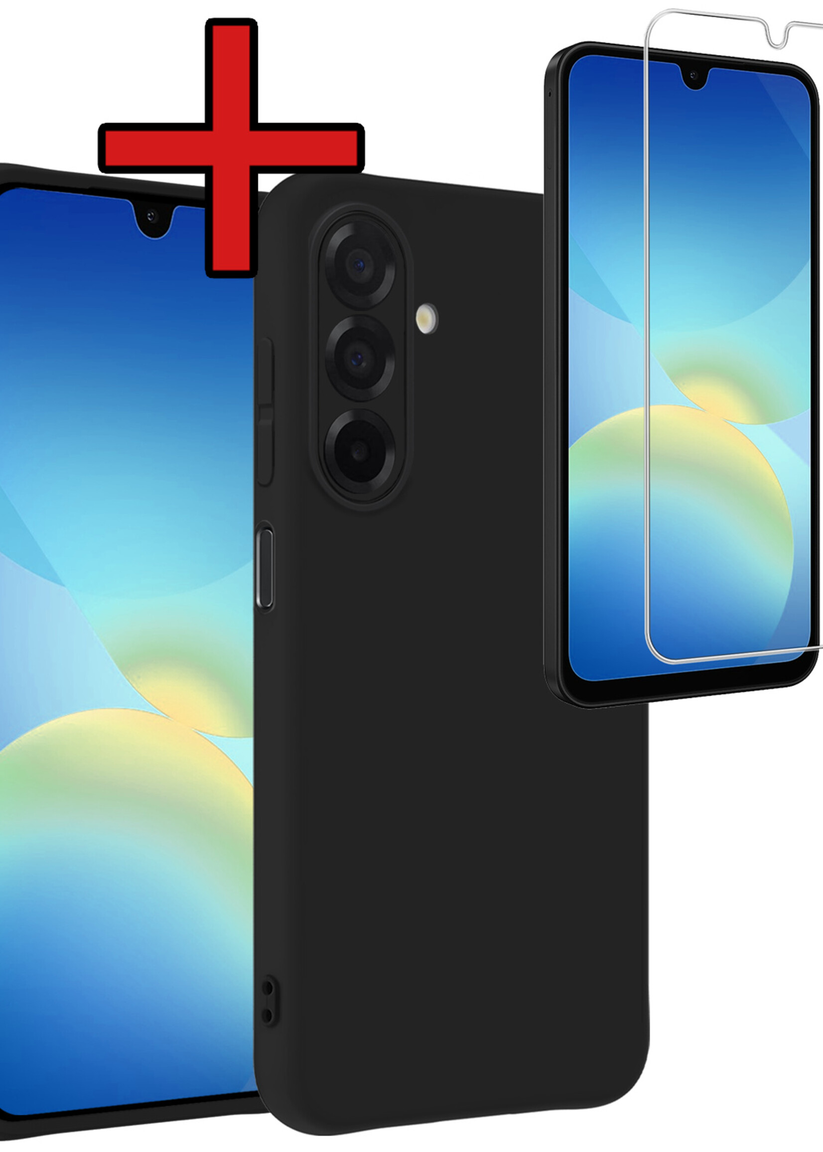 BTH BTH Samsung Galaxy A26 Hoesje Siliconen Met Screenprotector - Zwart