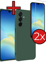 BTH BTH Samsung Galaxy A26 Hoesje Siliconen Met 2x Screenprotector - Donkergroen