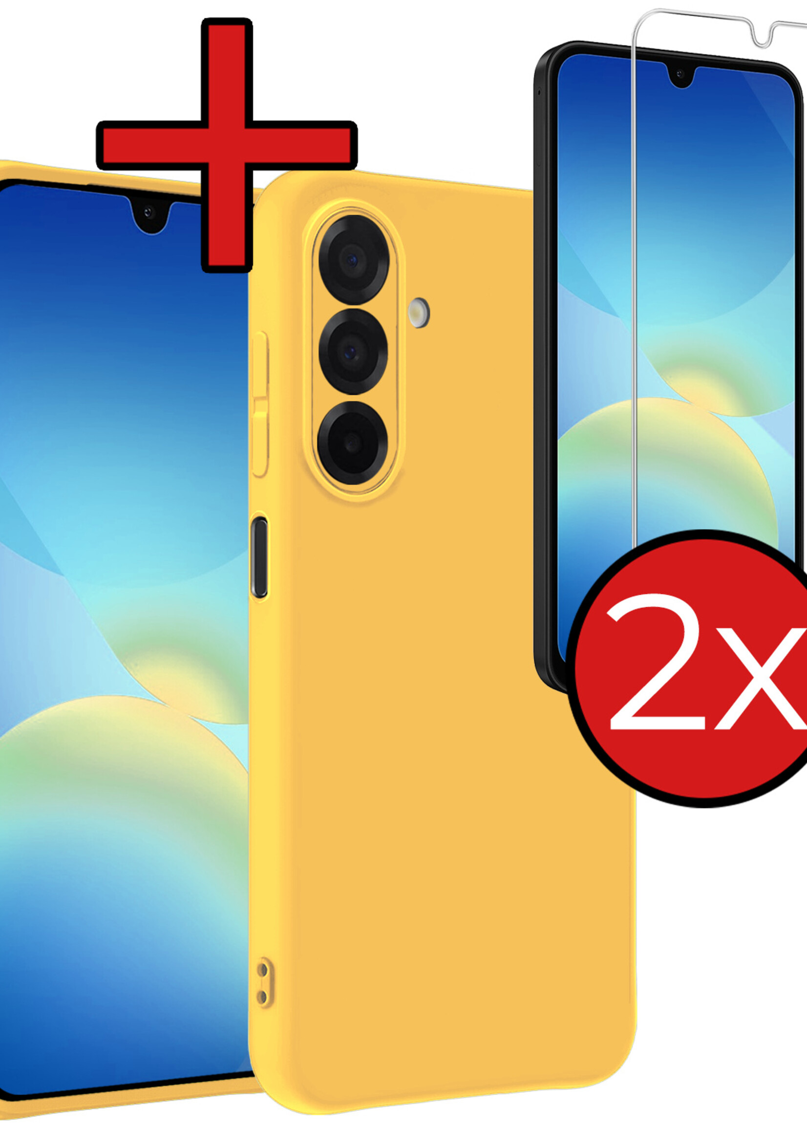 BTH BTH Samsung Galaxy A26 Hoesje Siliconen Met 2x Screenprotector - Geel
