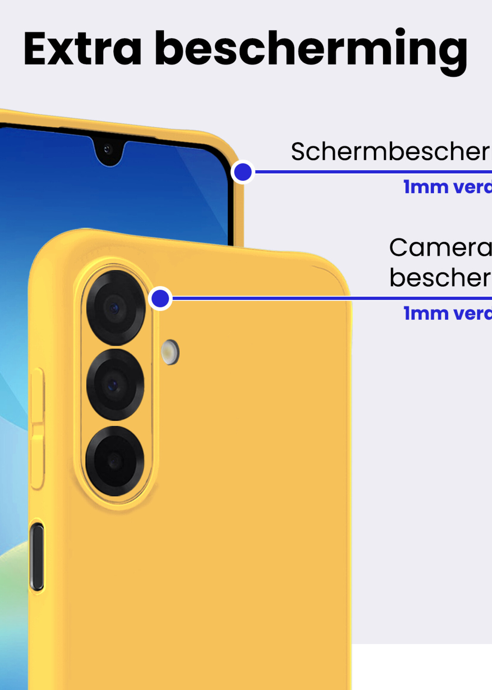 BTH BTH Samsung Galaxy A26 Hoesje Siliconen Met 2x Screenprotector - Geel