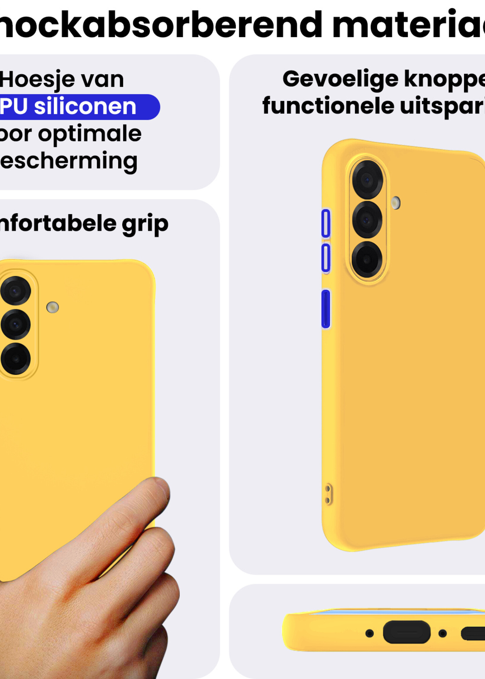 BTH BTH Samsung Galaxy A26 Hoesje Siliconen Met 2x Screenprotector - Geel
