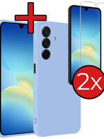 BTH BTH Samsung Galaxy A26 Hoesje Siliconen Met 2x Screenprotector - Lichtblauw