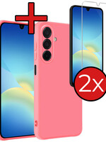 BTH BTH Samsung Galaxy A26 Hoesje Siliconen Met 2x Screenprotector - Lichtroze
