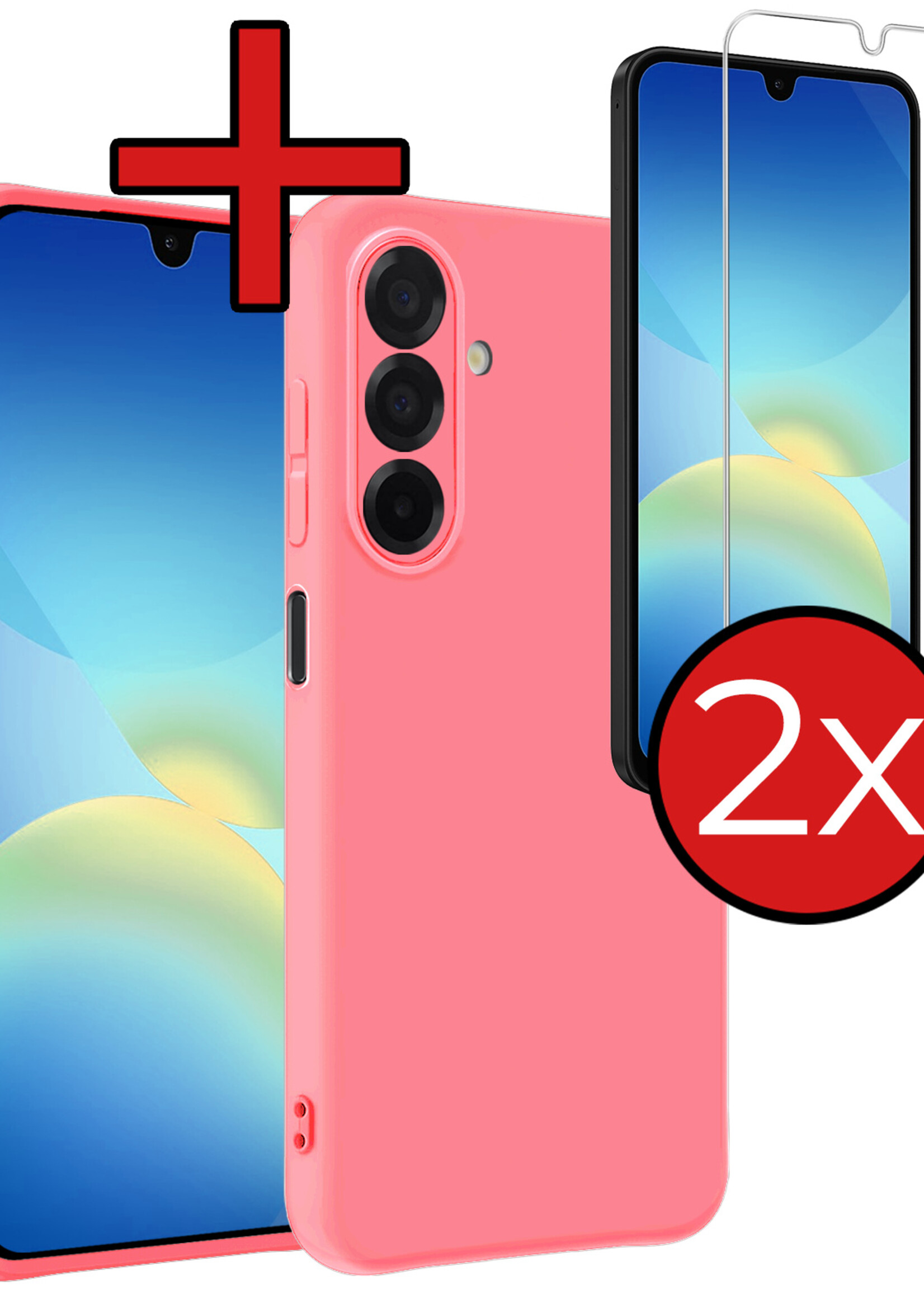 BTH BTH Samsung Galaxy A26 Hoesje Siliconen Met 2x Screenprotector - Lichtroze