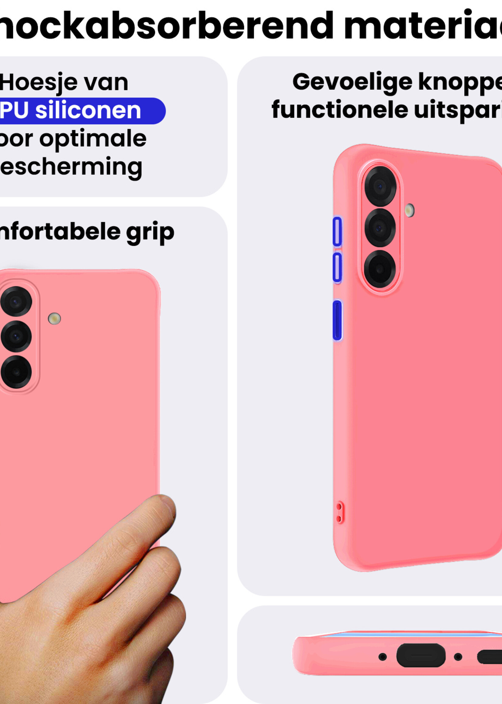 BTH BTH Samsung Galaxy A26 Hoesje Siliconen Met 2x Screenprotector - Lichtroze