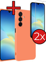 BTH BTH Samsung Galaxy A26 Hoesje Siliconen Met 2x Screenprotector - Perzik