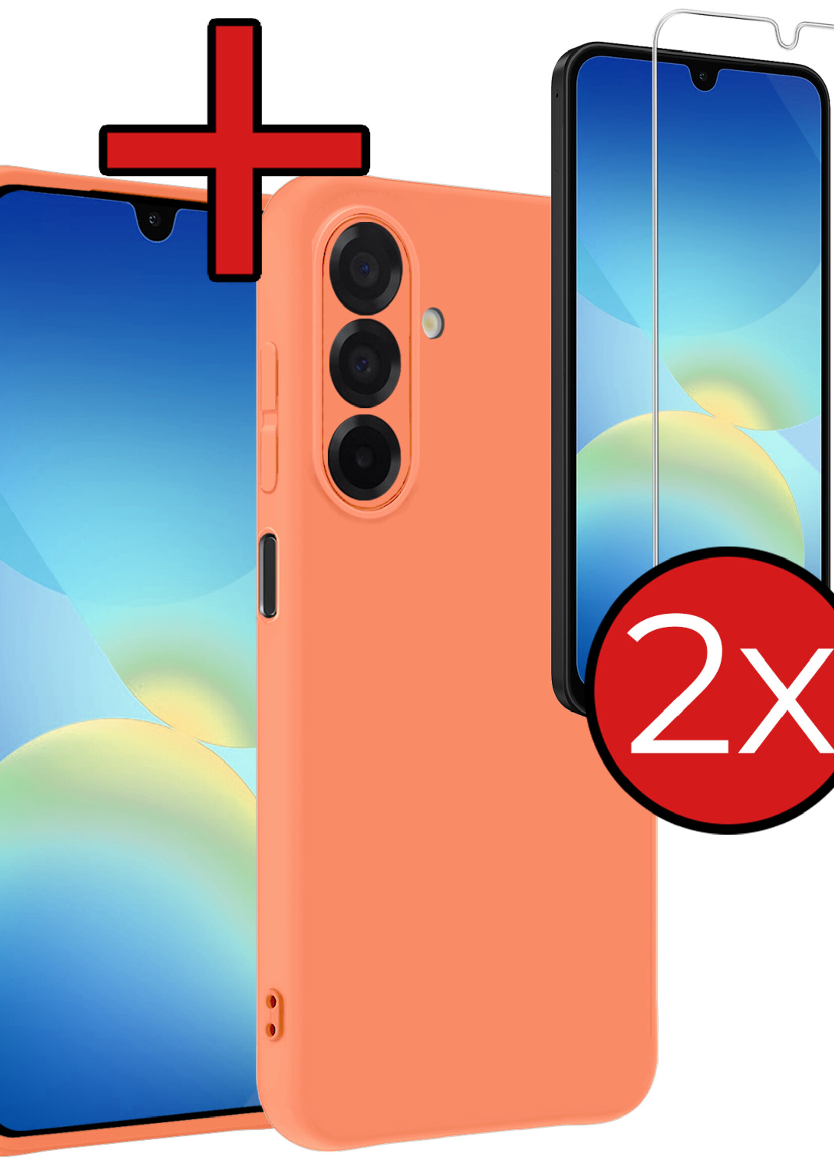 BTH BTH Samsung Galaxy A26 Hoesje Siliconen Met 2x Screenprotector - Perzik