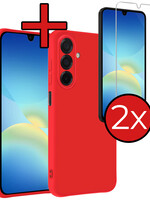 BTH BTH Samsung Galaxy A26 Hoesje Siliconen Met 2x Screenprotector - Rood