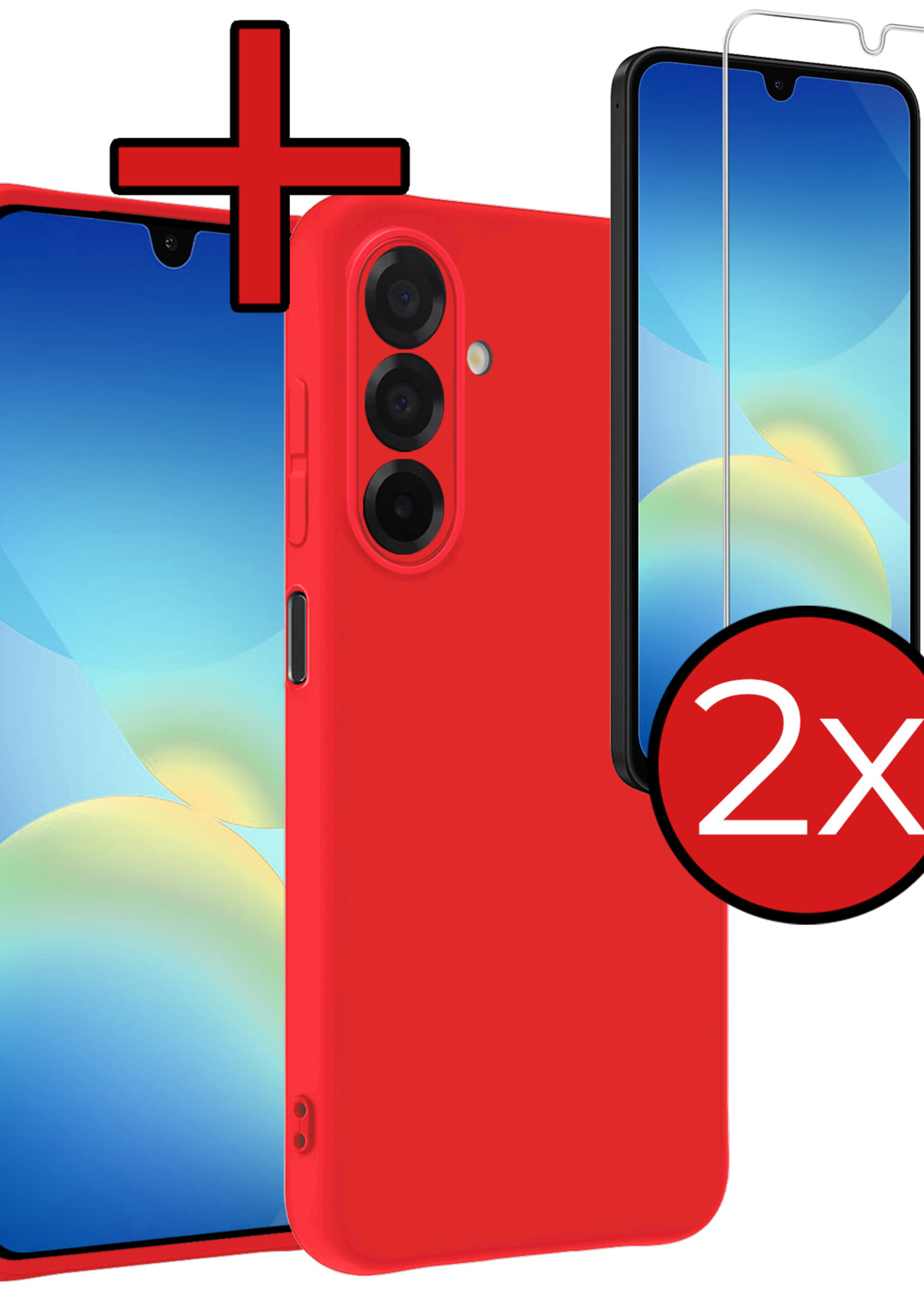BTH BTH Samsung Galaxy A26 Hoesje Siliconen Met 2x Screenprotector - Rood