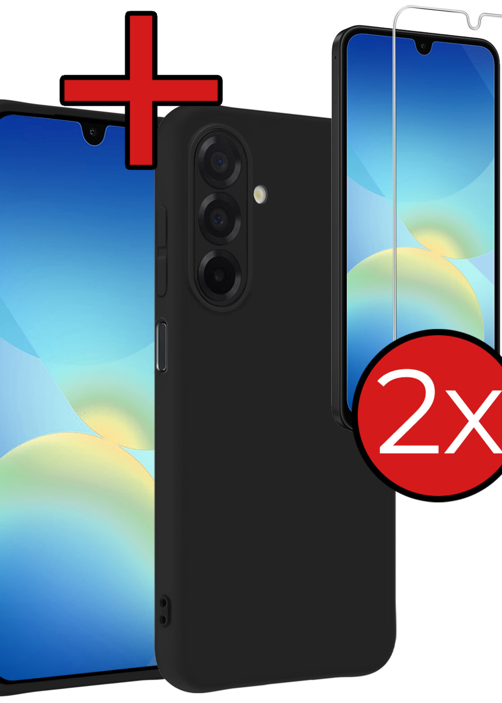 BTH BTH Samsung Galaxy A26 Hoesje Siliconen Met 2x Screenprotector - Zwart
