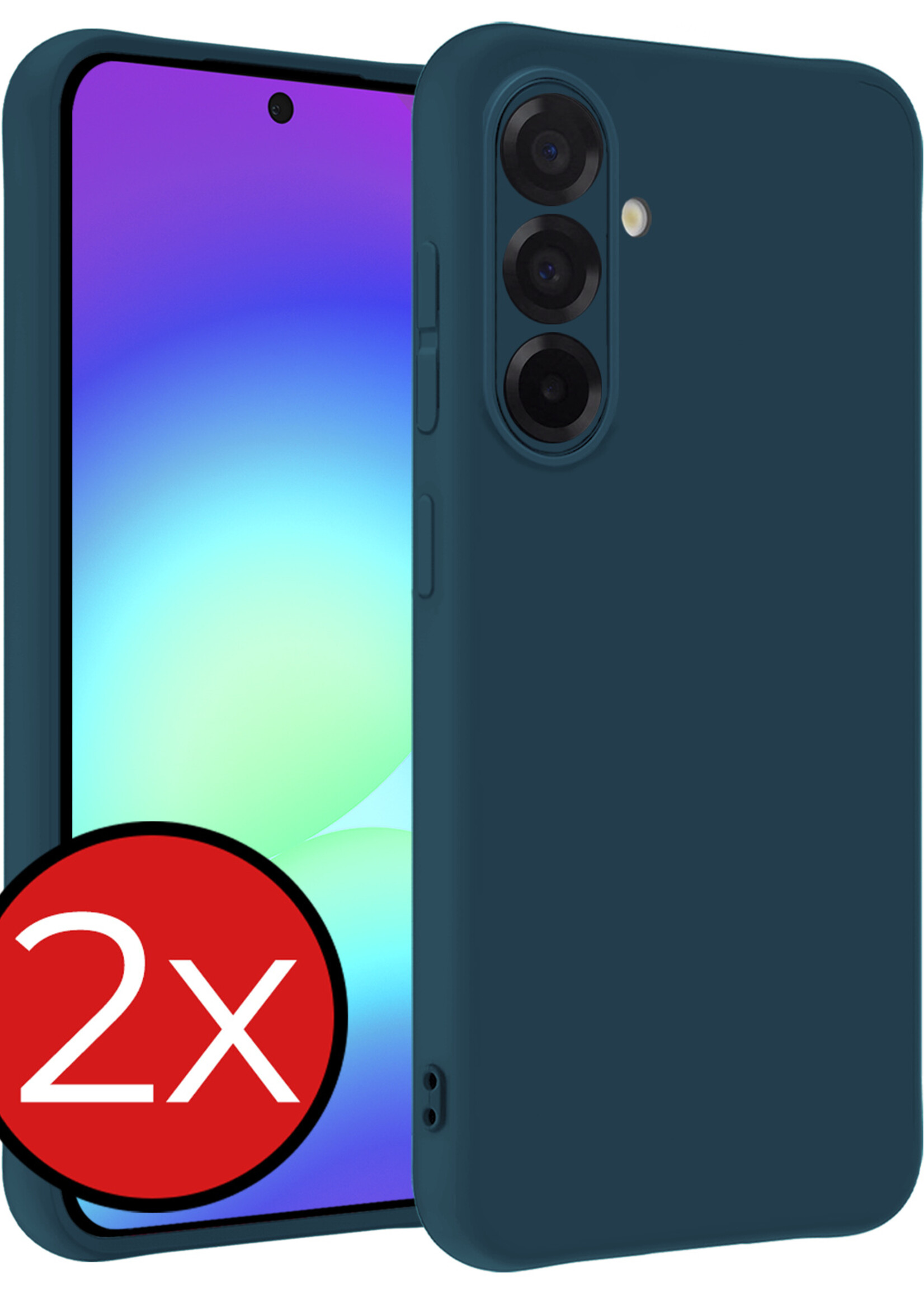 BTH BTH Samsung Galaxy A56 Hoesje Siliconen - Donkerblauw - 2 PACK
