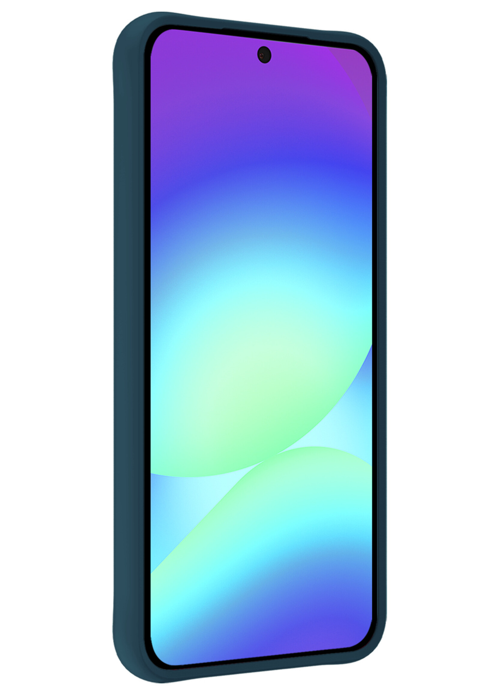 BTH BTH Samsung Galaxy A56 Hoesje Siliconen Met Screenprotector - Donkerblauw