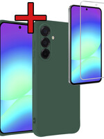 BTH BTH Samsung Galaxy A56 Hoesje Siliconen Met Screenprotector - Donkergroen