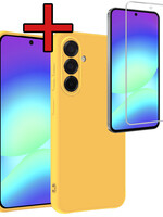 BTH BTH Samsung Galaxy A56 Hoesje Siliconen Met Screenprotector - Geel