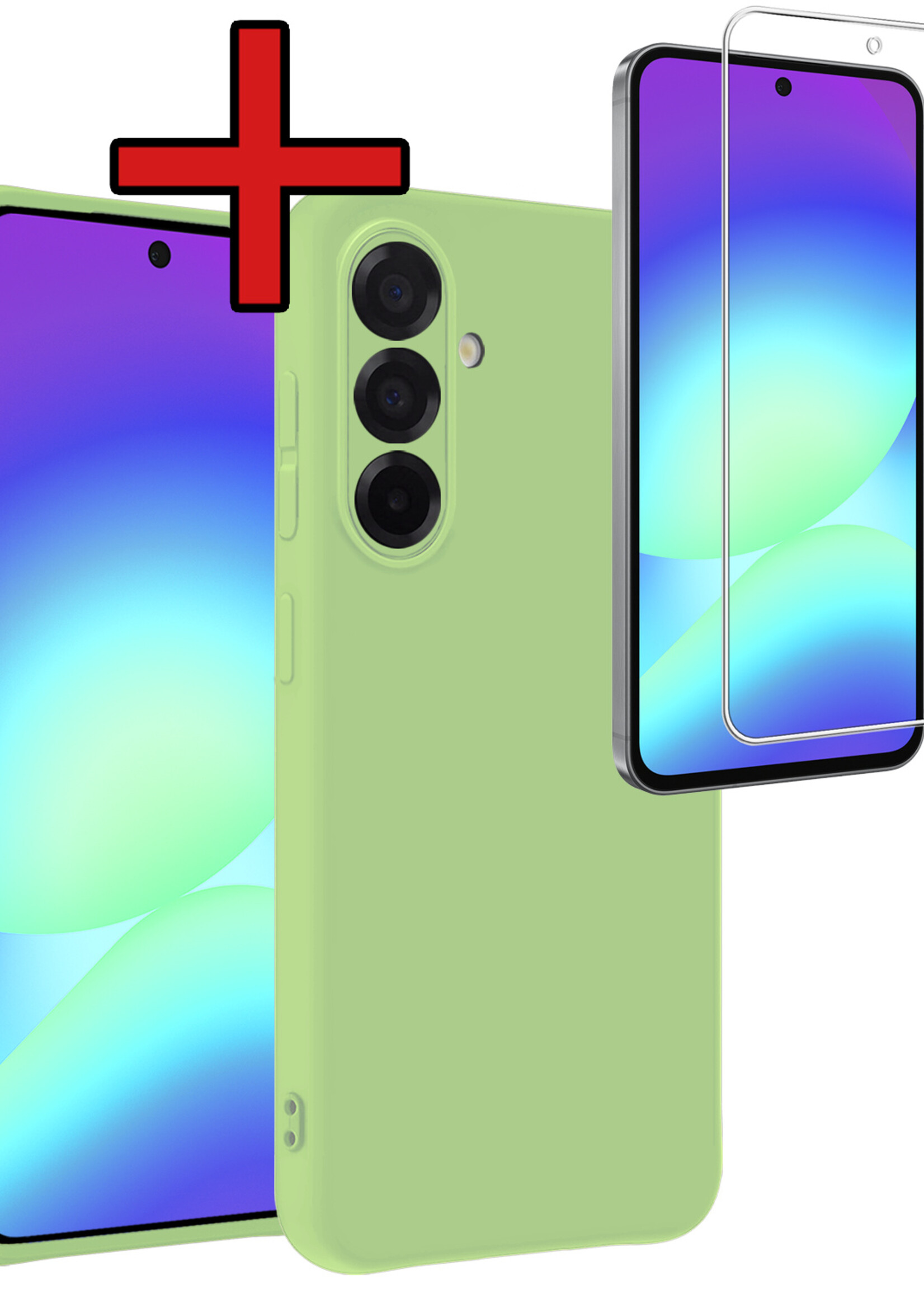 BTH BTH Samsung Galaxy A56 Hoesje Siliconen Met Screenprotector - Groen