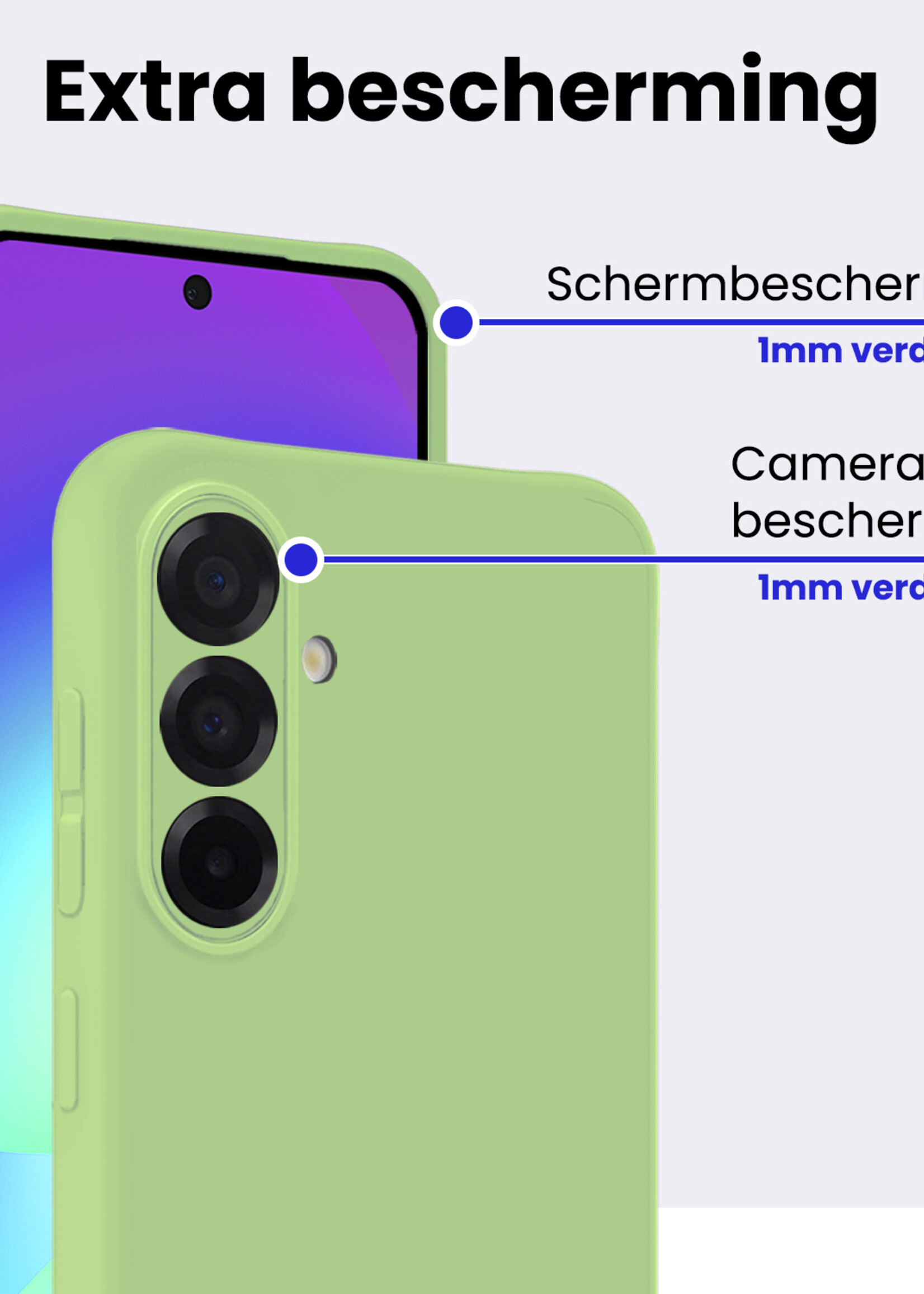 BTH BTH Samsung Galaxy A56 Hoesje Siliconen Met Screenprotector - Groen