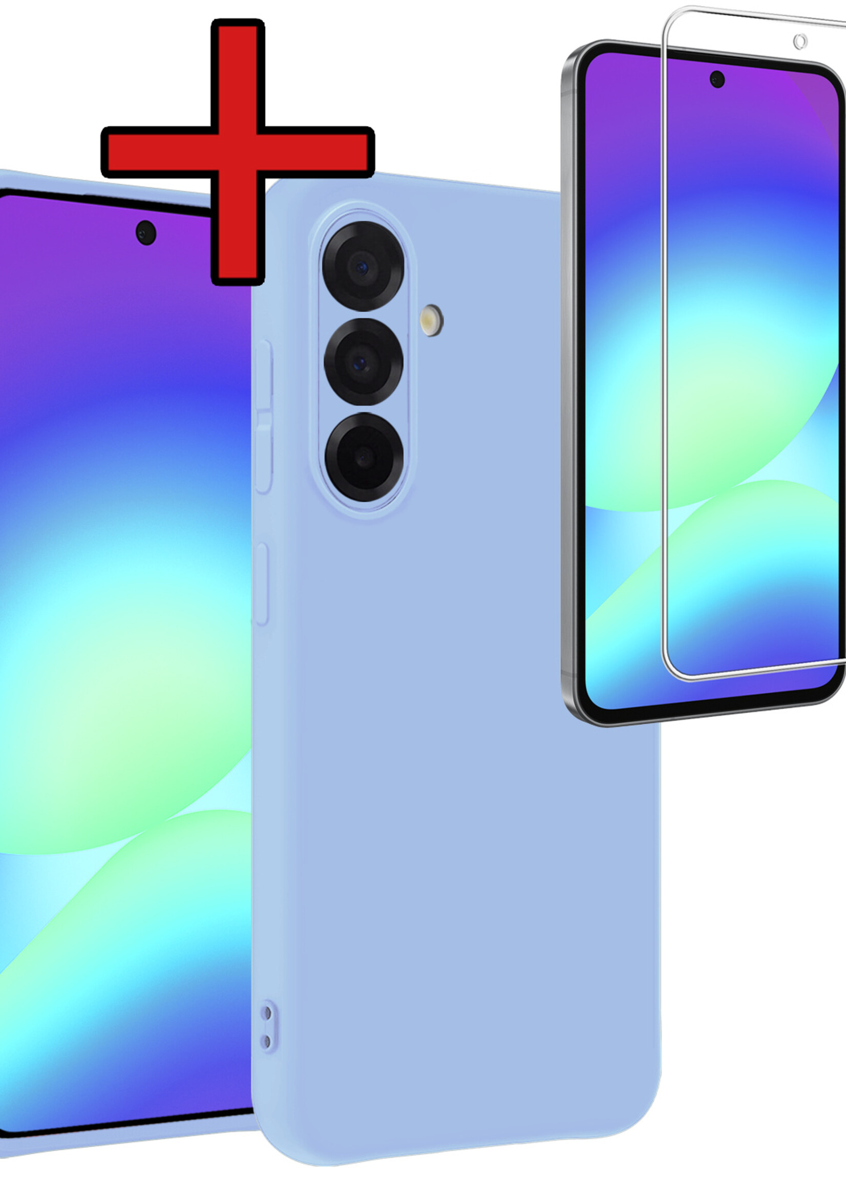 BTH BTH Samsung Galaxy A56 Hoesje Siliconen Met Screenprotector - Lichtblauw