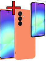 BTH BTH Samsung Galaxy A56 Hoesje Siliconen Met Screenprotector - Perzik