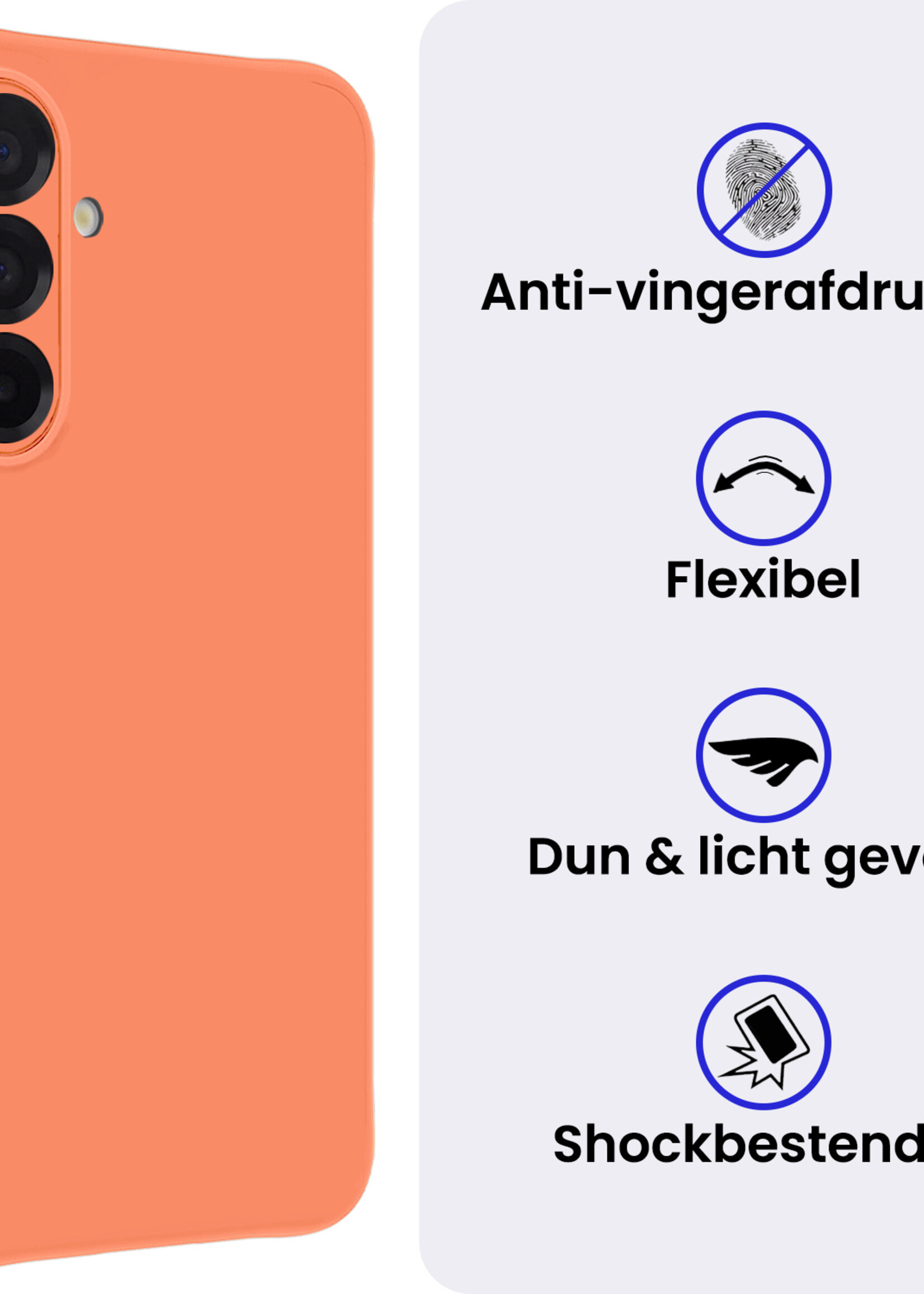 BTH BTH Samsung Galaxy A56 Hoesje Siliconen Met Screenprotector - Perzik