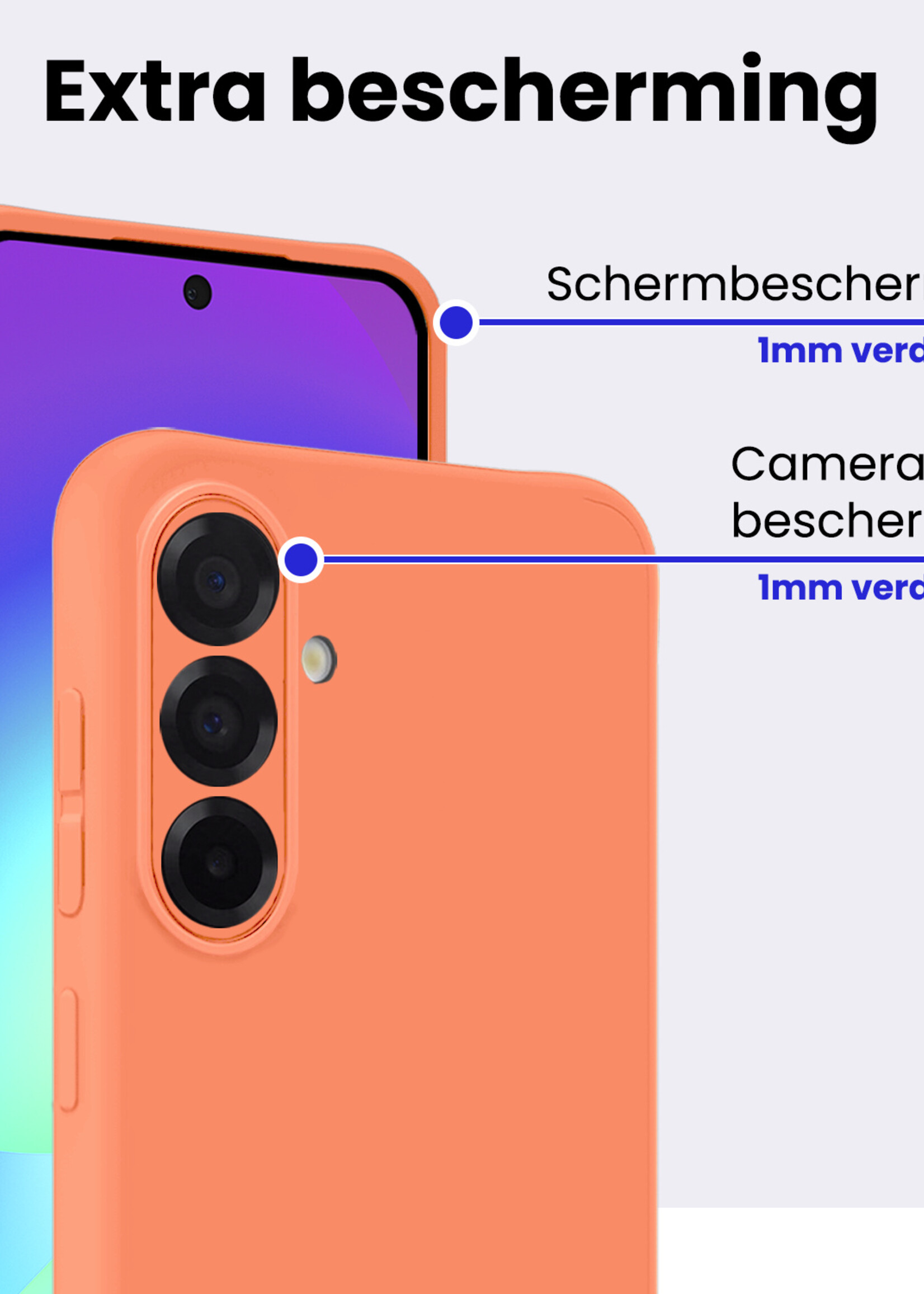 BTH BTH Samsung Galaxy A56 Hoesje Siliconen Met Screenprotector - Perzik
