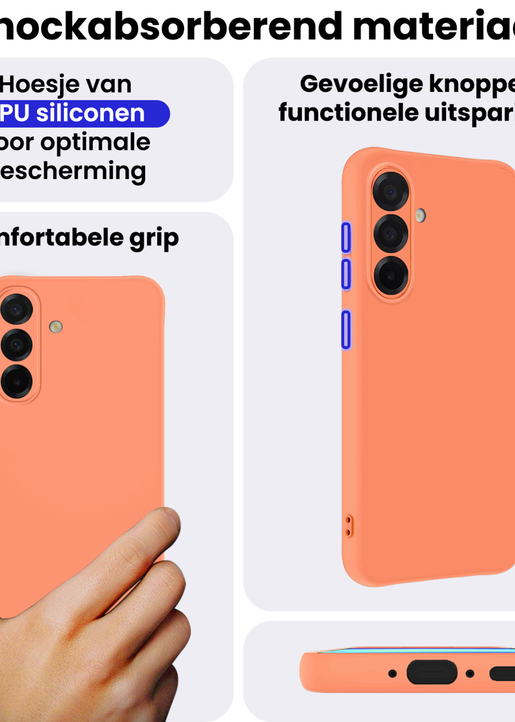 BTH BTH Samsung Galaxy A56 Hoesje Siliconen Met Screenprotector - Perzik