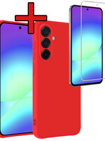 BTH BTH Samsung Galaxy A56 Hoesje Siliconen Met Screenprotector - Rood
