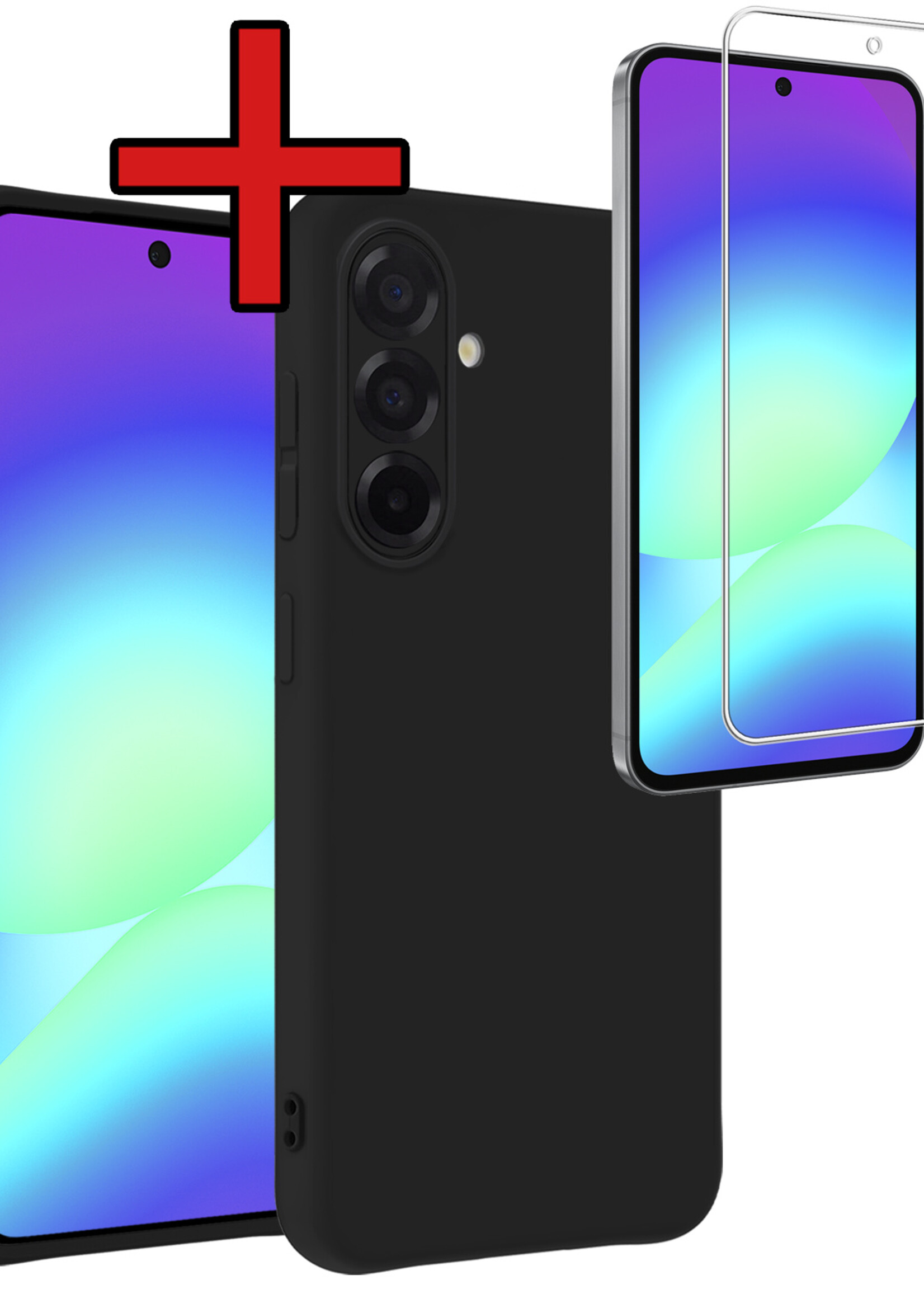 BTH BTH Samsung Galaxy A56 Hoesje Siliconen Met Screenprotector - Zwart