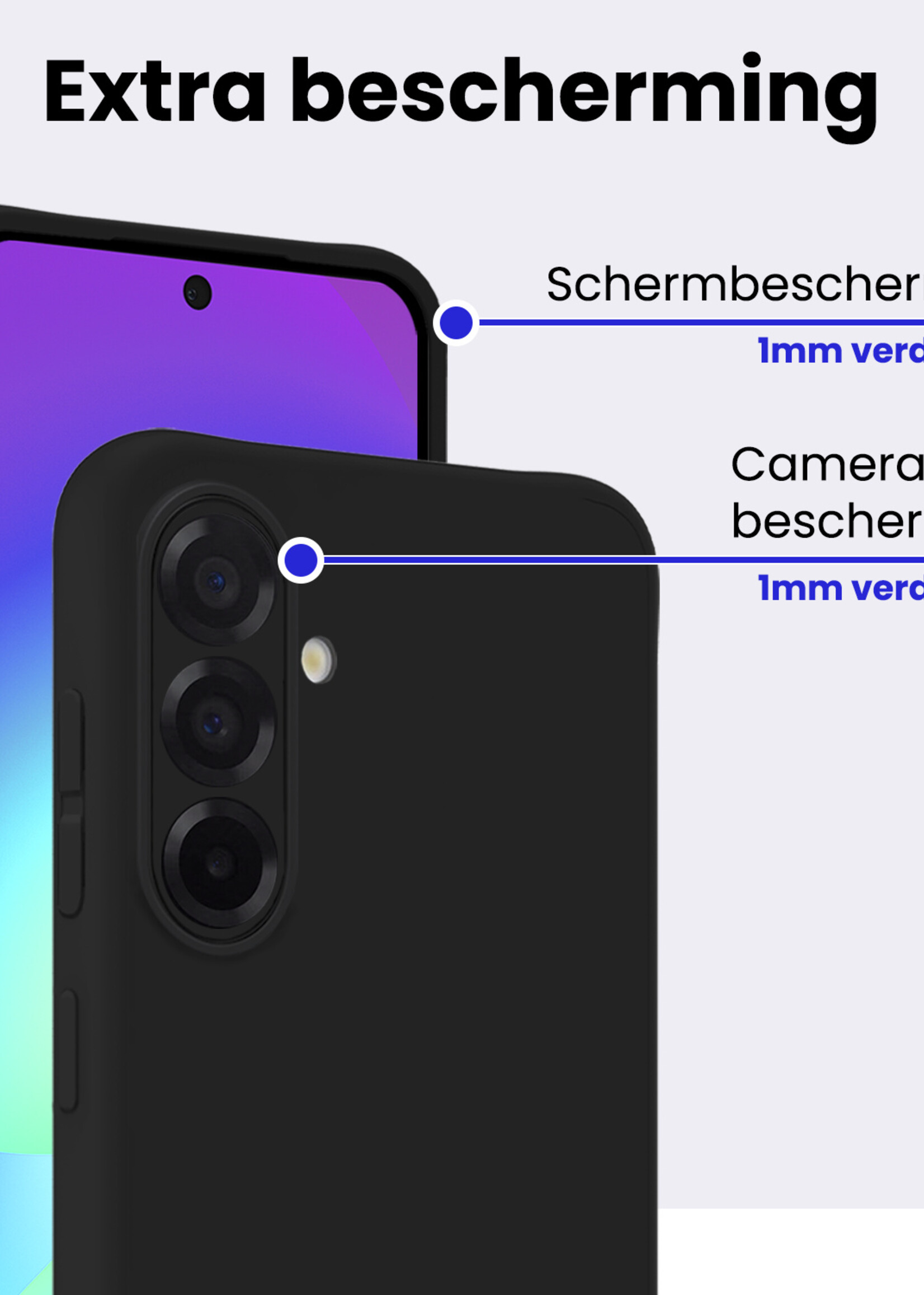 BTH BTH Samsung Galaxy A56 Hoesje Siliconen Met Screenprotector - Zwart