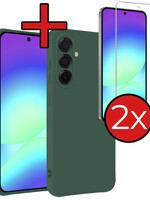 BTH BTH Samsung Galaxy A56 Hoesje Siliconen Met 2x Screenprotector - Donkergroen