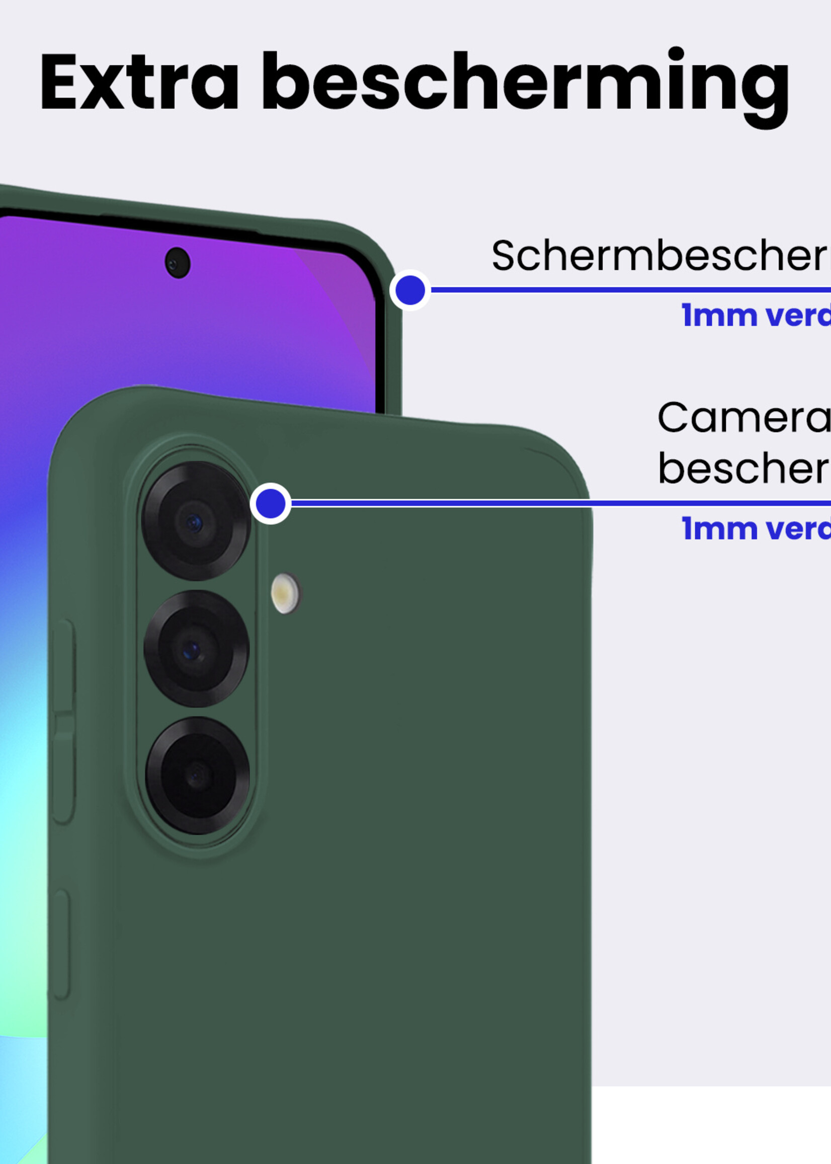 BTH BTH Samsung Galaxy A56 Hoesje Siliconen Met 2x Screenprotector - Donkergroen