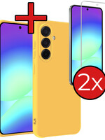 BTH BTH Samsung Galaxy A56 Hoesje Siliconen Met 2x Screenprotector - Geel