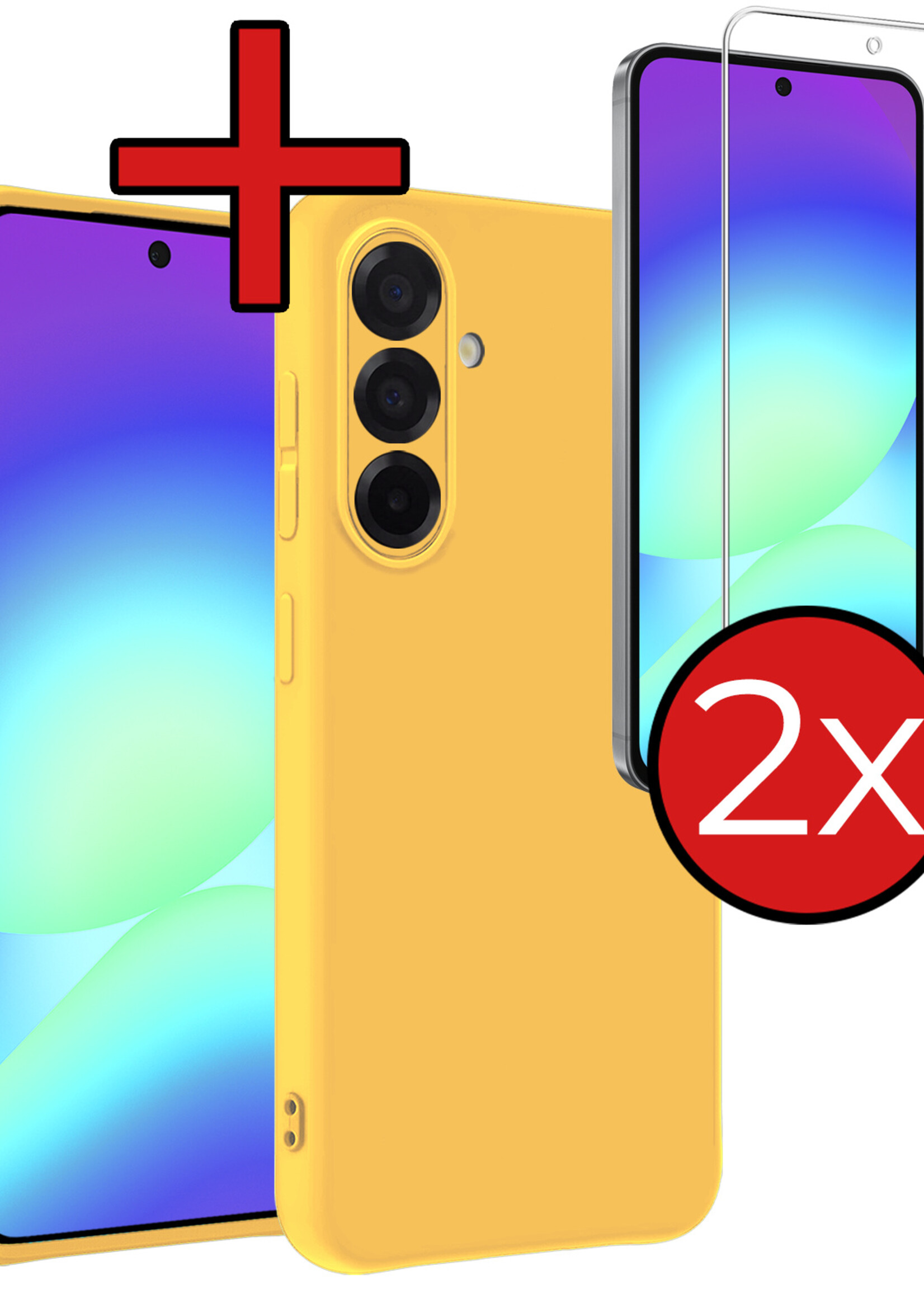 BTH BTH Samsung Galaxy A56 Hoesje Siliconen Met 2x Screenprotector - Geel