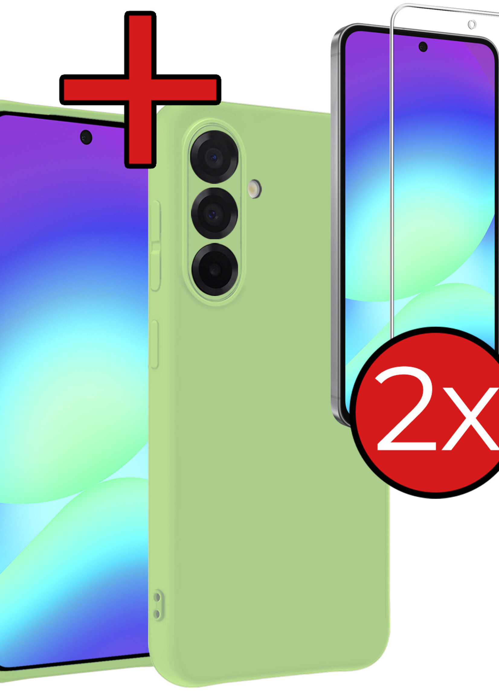 BTH BTH Samsung Galaxy A56 Hoesje Siliconen Met 2x Screenprotector - Groen