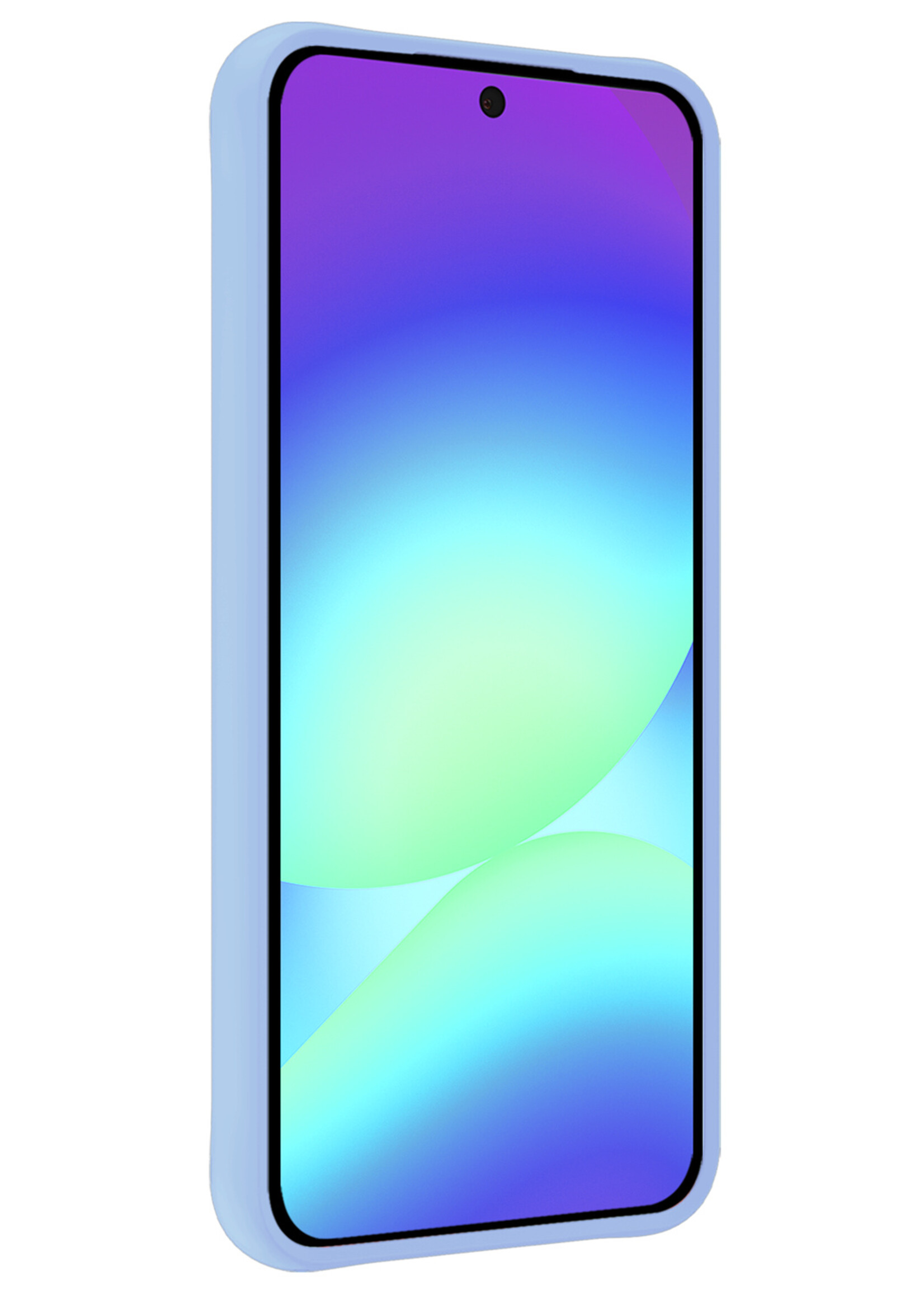 BTH BTH Samsung Galaxy A56 Hoesje Siliconen Met 2x Screenprotector - Lichtblauw