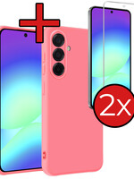 BTH BTH Samsung Galaxy A56 Hoesje Siliconen Met 2x Screenprotector - Lichtroze