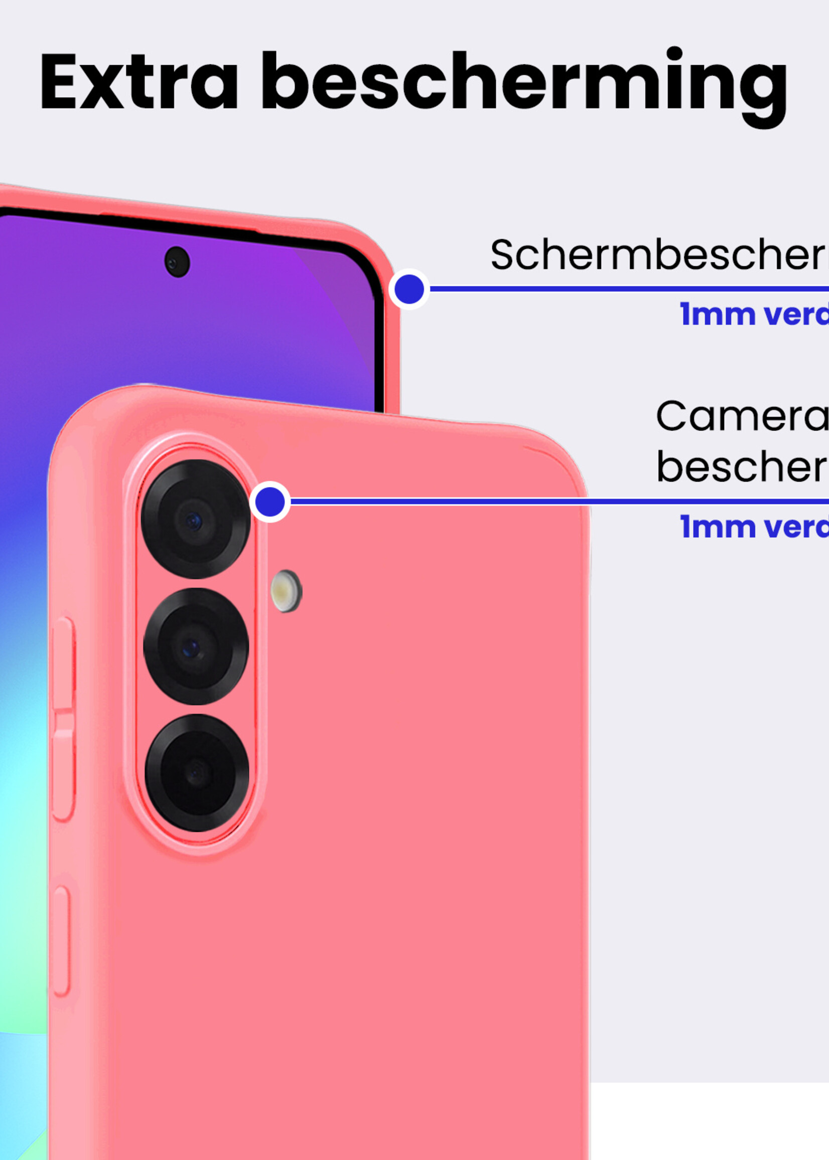 BTH BTH Samsung Galaxy A56 Hoesje Siliconen Met 2x Screenprotector - Lichtroze