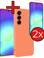 BTH BTH Samsung Galaxy A56 Hoesje Siliconen Met 2x Screenprotector - Perzik