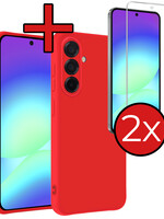 BTH BTH Samsung Galaxy A56 Hoesje Siliconen Met 2x Screenprotector - Rood