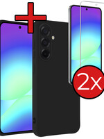 BTH BTH Samsung Galaxy A56 Hoesje Siliconen Met 2x Screenprotector - Zwart