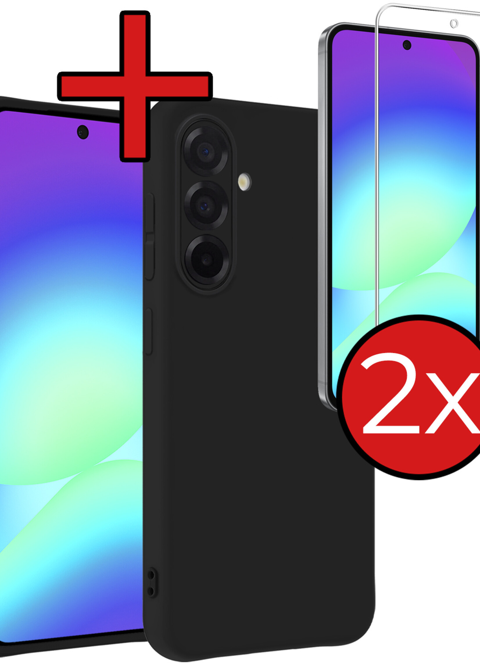 BTH BTH Samsung Galaxy A56 Hoesje Siliconen Met 2x Screenprotector - Zwart