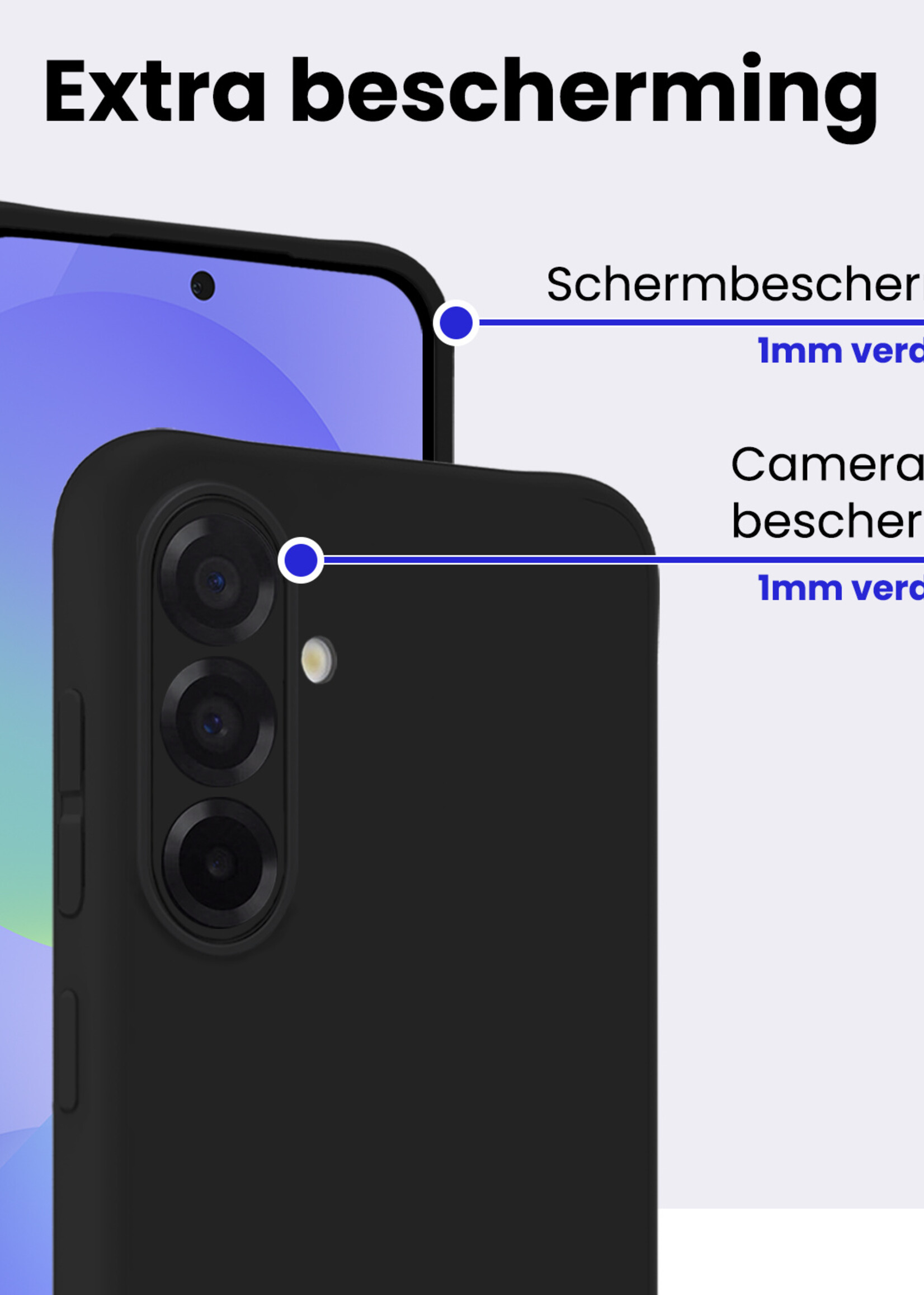 BTH BTH Samsung Galaxy A36 Hoesje Siliconen - Zwart - 2 PACK