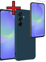 BTH BTH Samsung Galaxy A36 Hoesje Siliconen Met Screenprotector - Donkerblauw