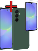 BTH BTH Samsung Galaxy A36 Hoesje Siliconen Met Screenprotector - Donkergroen