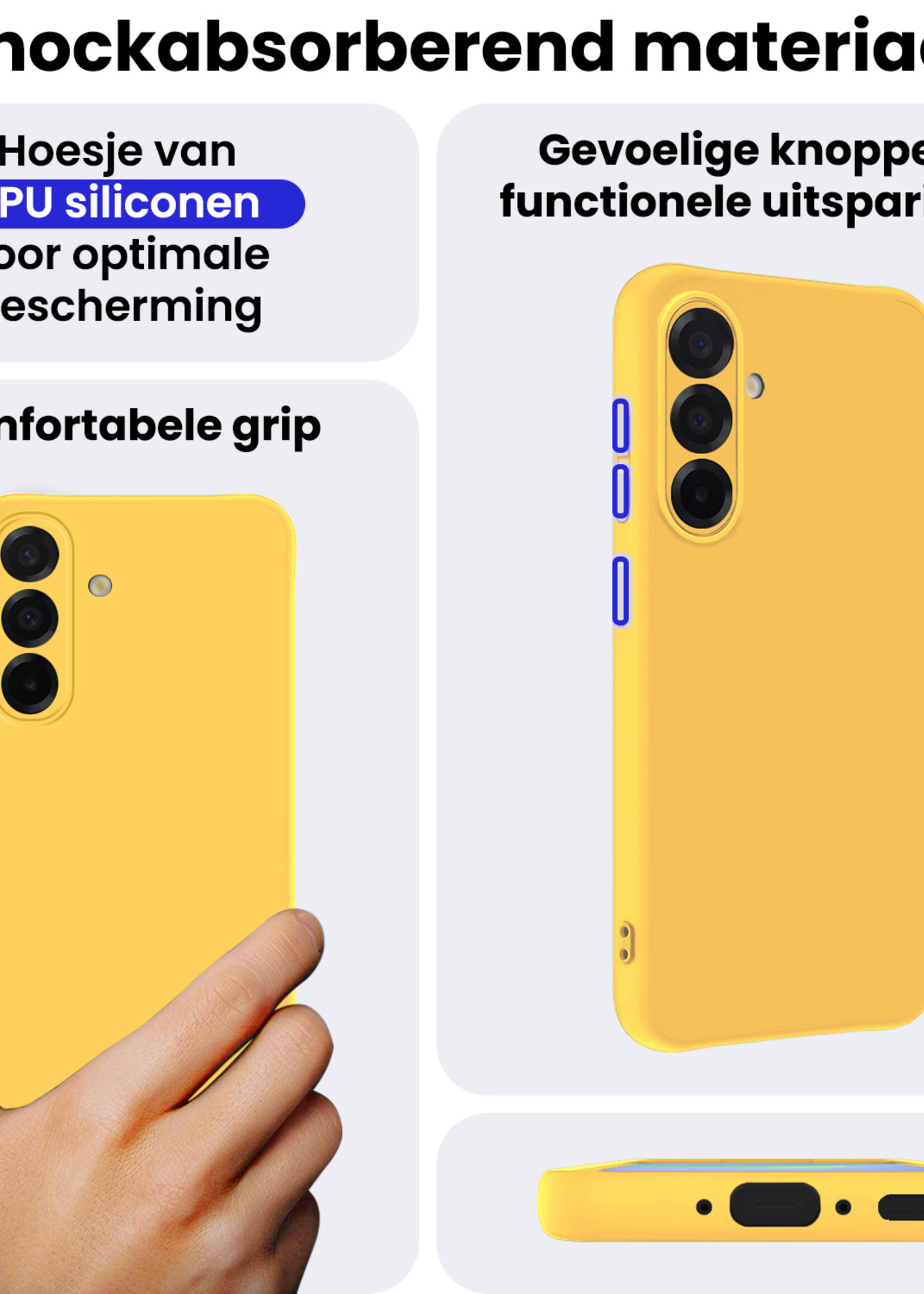 BTH BTH Samsung Galaxy A36 Hoesje Siliconen Met Screenprotector - Geel